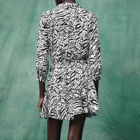 Zara Animal Print Dress SZ‎ S - Picture 2 of 10